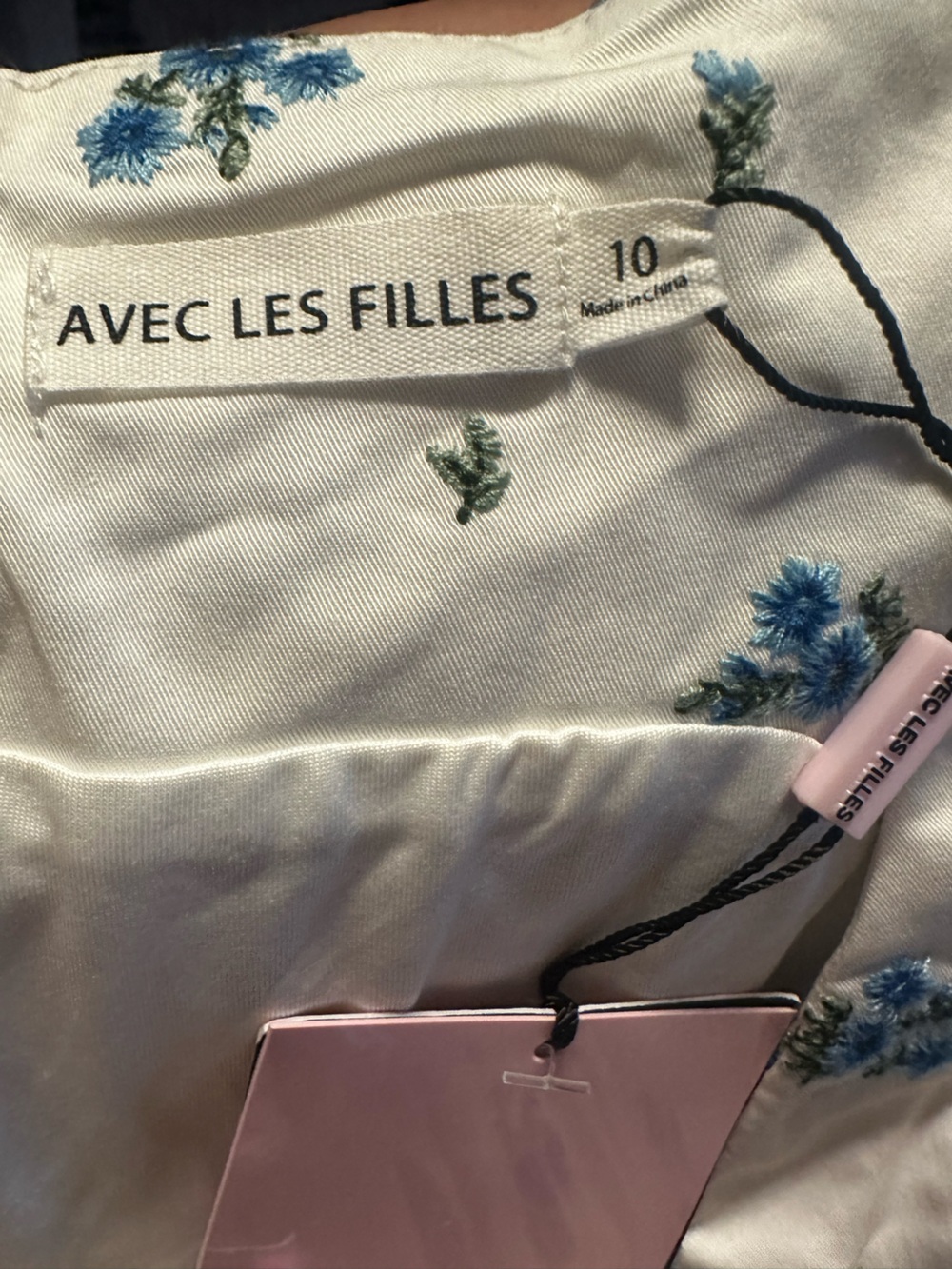 Avec Les Filles White Mini Dress with Blue Floral Print - Picture 7 of 9